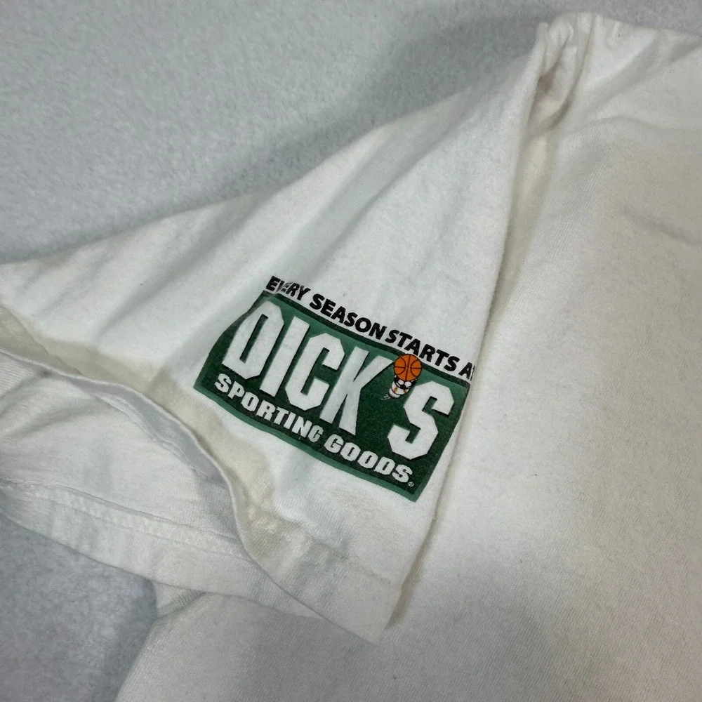 Vtg Adidas Shirt Men M White Big Logo Dick's Sporting‎ Goods Pullover Y2K
